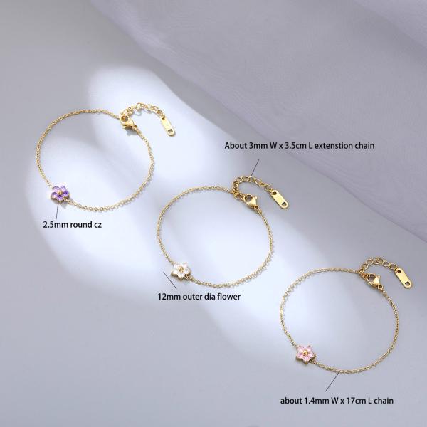 Zircon Stone Flower Stainless Steel Bracelet for Women