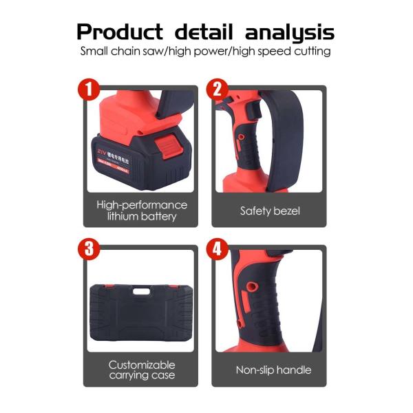 Handheld Lithium Battery Chain Saw Home Rechargeable Outdoor Logging Pruning Chainsaw One Handed