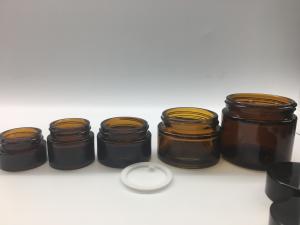 China Multi Capacities Glass Cosmetic Jar 5g - 100g Natural Amber Brown Glass straight round on sale