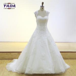 Quality Latest elegant v-neck backless embroidery mullet luxury dress vintage lace wedding gown wholesale