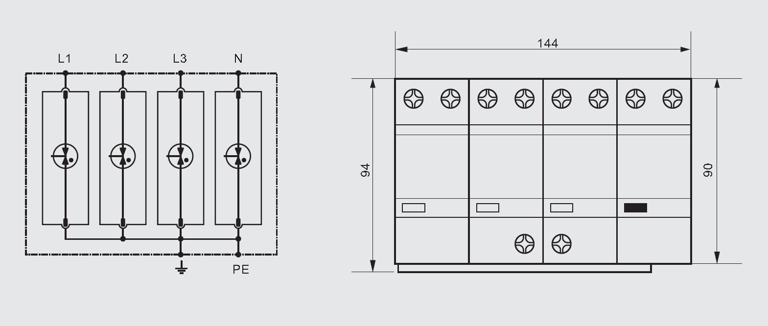 Thermalplastic Iimp 25kA SPD Class I Type 1 Surge Protection Device