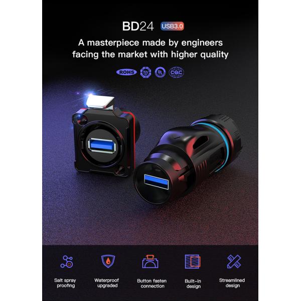 Factory M24 Round USB Connector Plastic Waterproof Panel Mount USB Connector