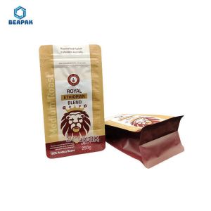 Quality Coffee Bean Zipper Resealable Flat Bottom Pouches wholesale