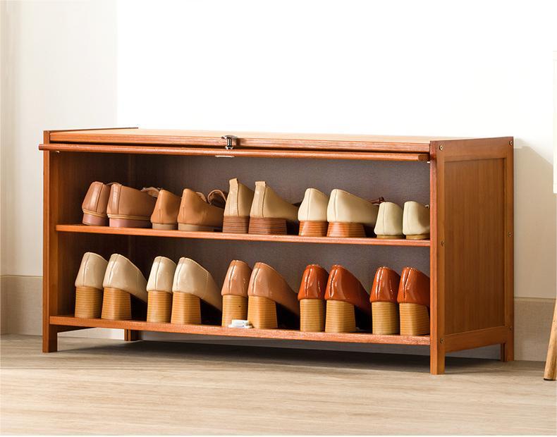 Customized Slim Bamboo Wooden Shoe Cubby Storage Cabinet