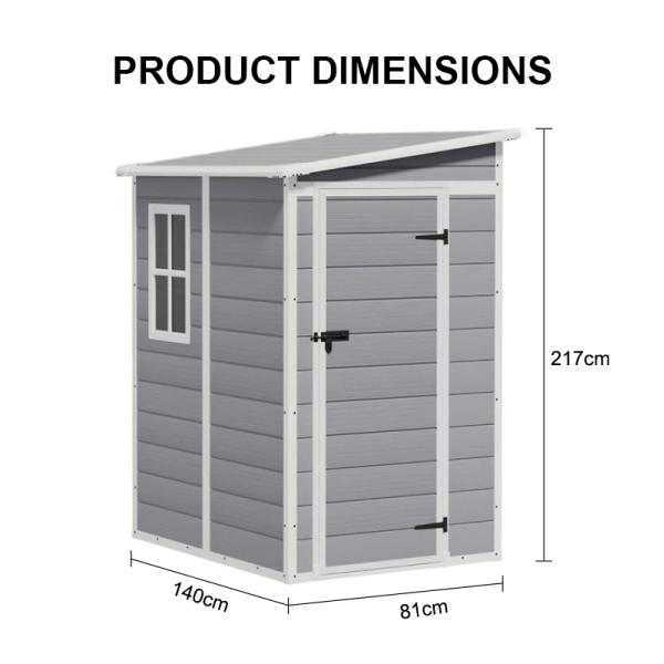 3X5Ft Plastic Garden Shed showing full structure with door and windows