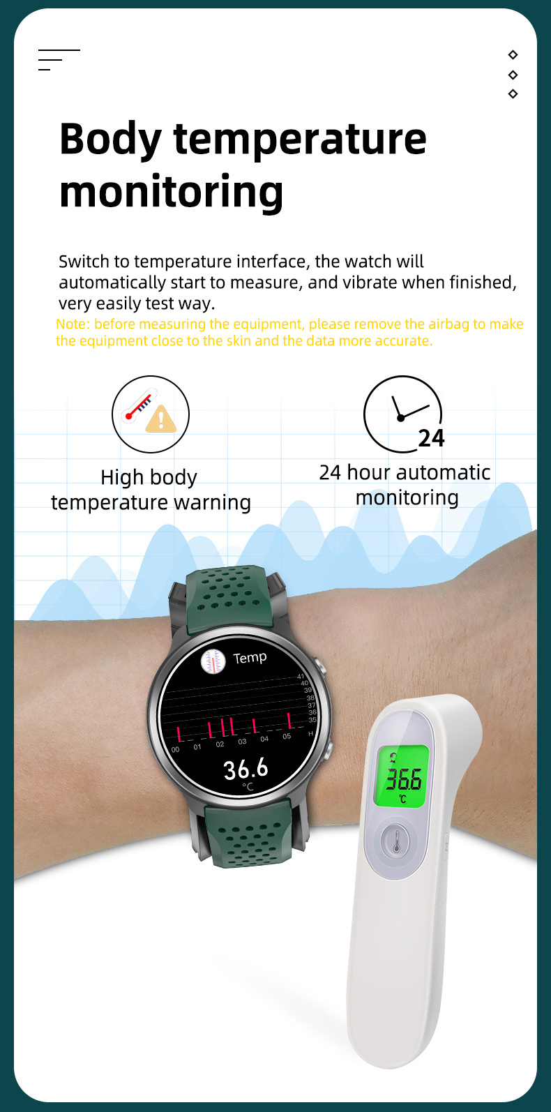 Air Pump Accurate ECG Blood Pressure Health Monitor Smart Watch P30 1.3 Inch For Healthcare
