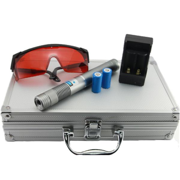 1000mw 450nm Powerful Blue Laser Pointer Aluminum With 5 Caps Long Lifetime