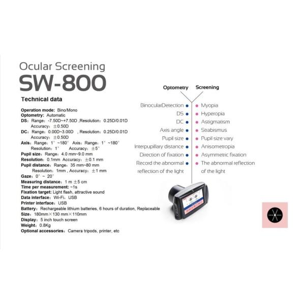 China Portable Binocular vision screener SW-800