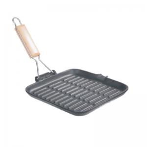 Quality Square Cast Iron Grill Griddle Pre Seasoned Flat Iron Skillet Grill With Folding Handle wholesale
