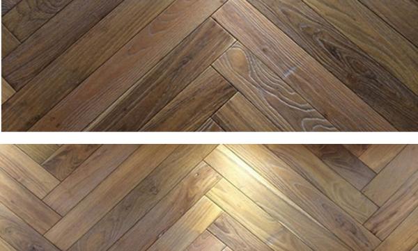 Cheap wire brushed surface oak herringbone parquet flooring for sale
