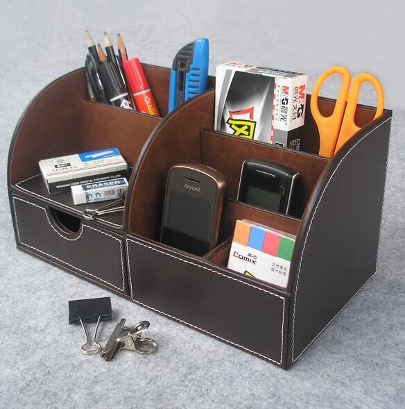 Quality Leather Household Remote Controller Storage Box Makeup Holder wholesale