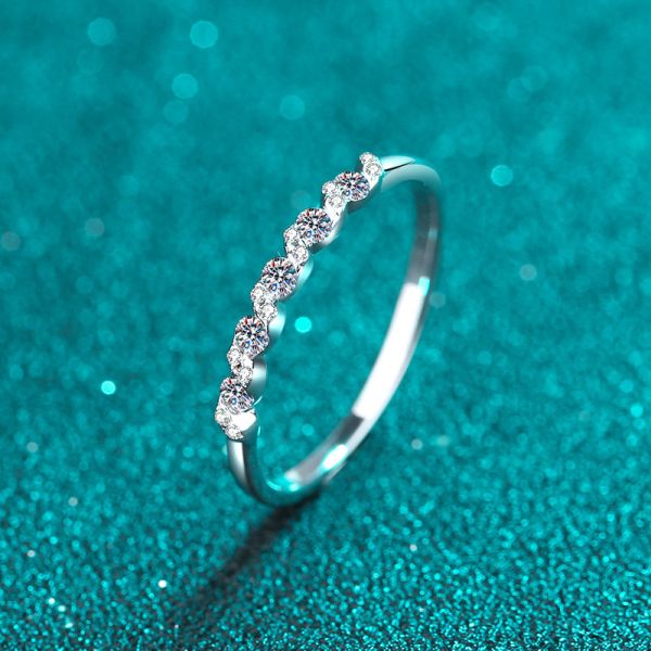 Silver 925 Stainless Steel Ring Gold Moissanite Diamond Women Wedding Rings