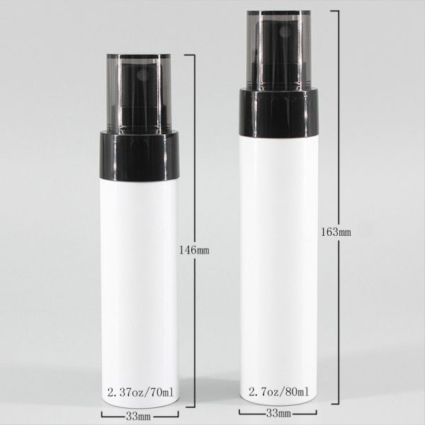 White Cylinder 12g 70ml PET Plastic Spray Bottle