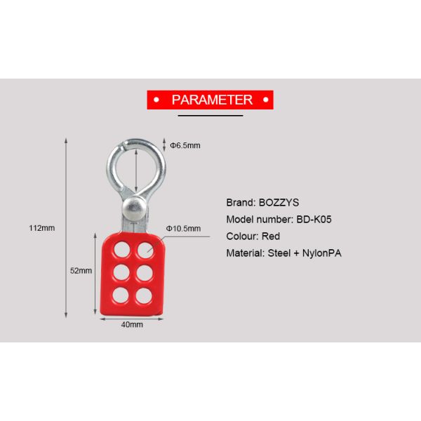 Red Color Steel Lockout Hasp , Multi Padlock Hasp For Industrial Gate Valves