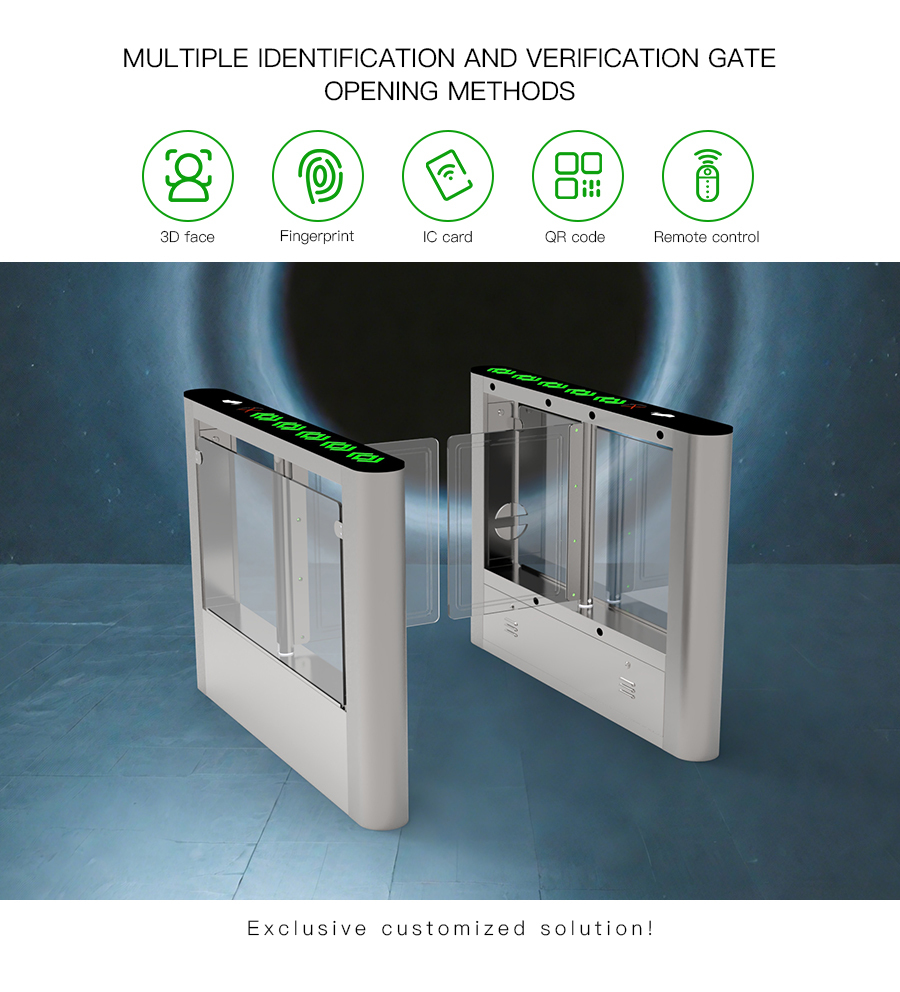 HCW Swing Turnstile Gate Pedestrian Bi-Directional High Quality Security Access Control QR Code