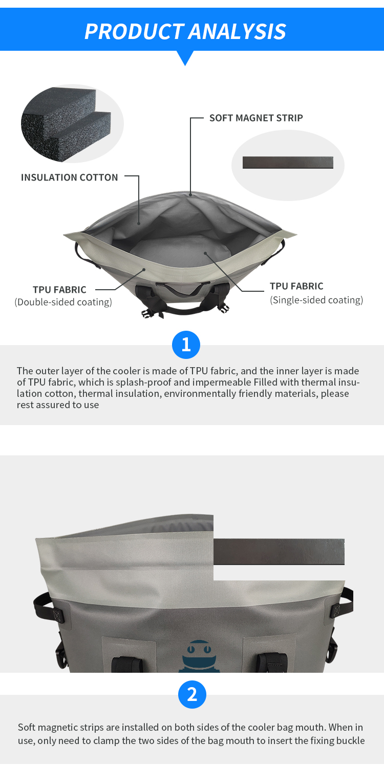 Portable Magnetic Cooler Bag , Insulated Cooler Handbag For Food Preservation