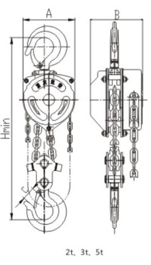 KINGLONG 55-YEAR History Good Sale Red Color Manual Lifting Chain Hoist 3T*3M HSZ-CA