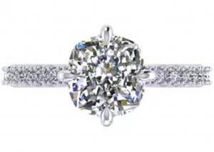 China OEM 18k White Gold Diamond Ring , Cushion Cut Engagement Ring 8.13×7.87×5.13mm on sale