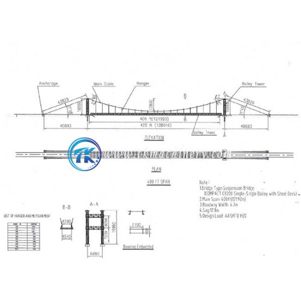 Suspension Bailey Bridge Compact 200 Extra Wide 4.2m Heavy Load Bailey Bridge Large Span