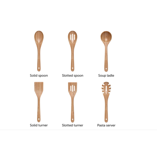 6pcs Wooden Kitchen Utensil Set splinterfree Dentfree Non Phthalate