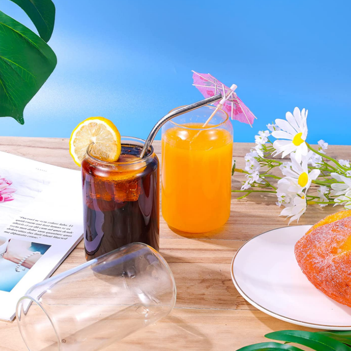 400ml 13.5oz Clear Beercan Glass Cups Double Walled Glass Mugs For Iced Coffee