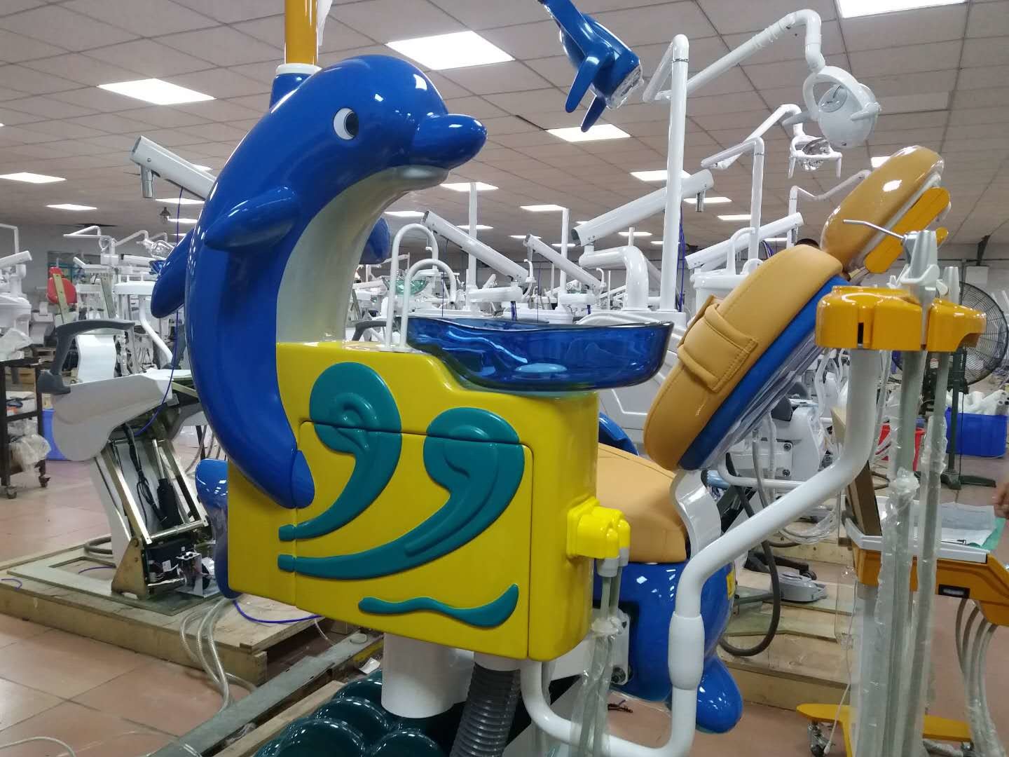 DTC-326 Cute Dolphin Blue Cartoon Children Kids Foshan Dental Chair Unit