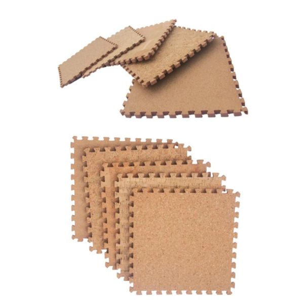 2mm Thick 45x45cm Cork Pad Puzzle Cork Play Mat Antibacterial Resilient