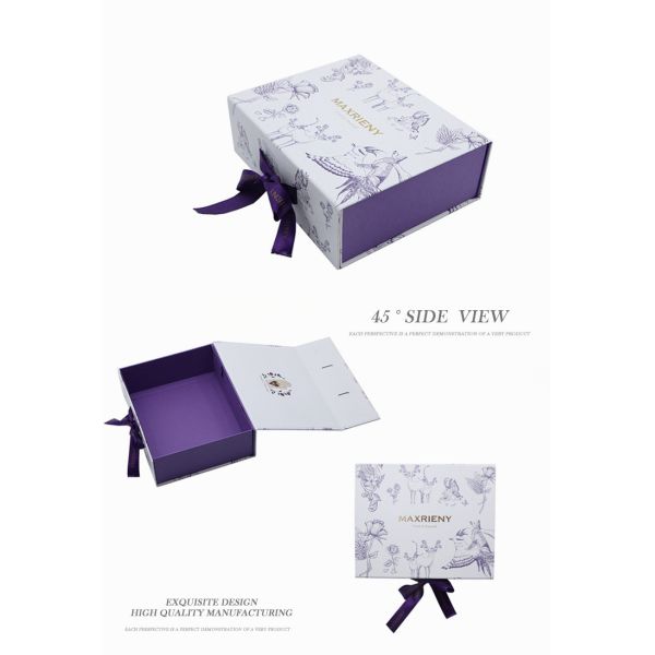Premium Magnetic Folding Box , Cardboard Magnetic Gift Boxes With Ribbon