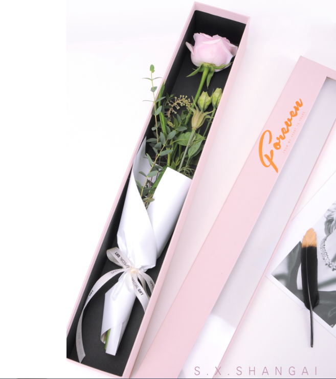 Long Square Single Rose Gift Box Semi Transparent Shipping Boxes For Flower Arrangements