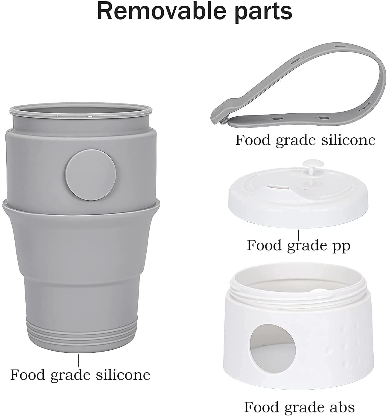 395ml Silicone Foldable Cup Collapsible Coffee Cup Reusable With Lid