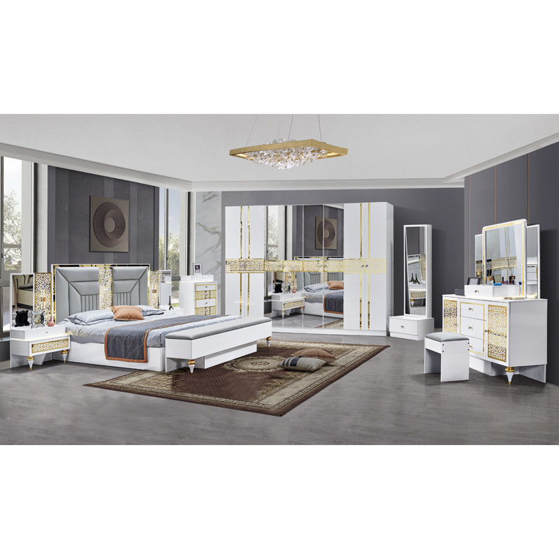 Wholesale French Home Wood Frame Master Room Double Bed Room Set Modern Wooden King Size Luxury Bedroom Furniture