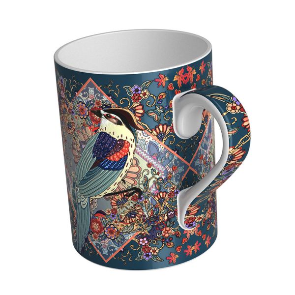 11.5cm Food Grade Bone China Coffee Cups 3D Relief Carving 400ml Bone China Mugs