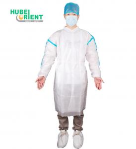China Excellent Resistance Hospital Use Disposable PP+PE Isolation Gown With Seam Tape on sale