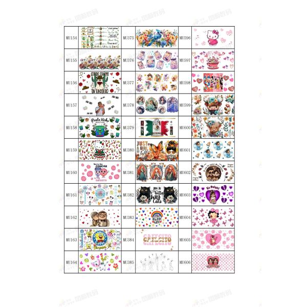 0.075mm 0.1mm UV DTF Cup Wrap DTF Transfer Film Custom 3D Transfer Labels Hot Peeling