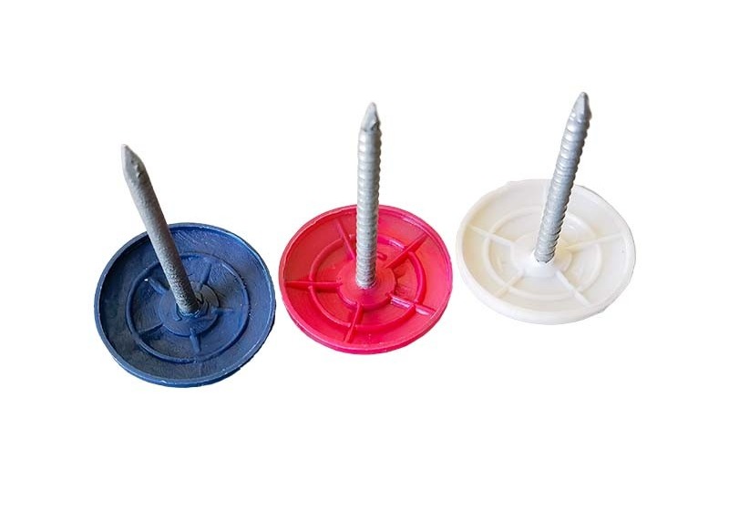 Customized Concrete Insulation Cap Nails , Plastic Round Cap Head Nails