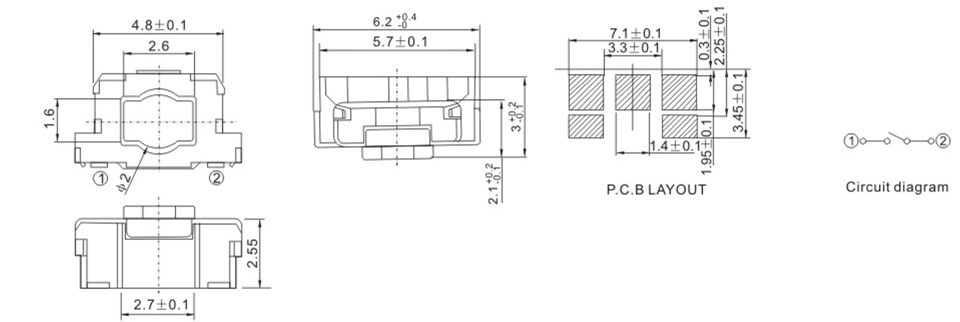 4 Pin 6.0x3.0 SMT Vertical Push Button Tactile Tact Switch
