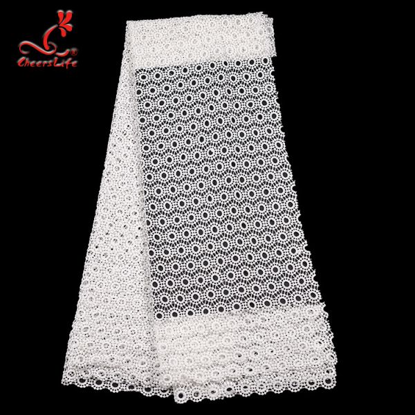 African Style Guipure Water Soluble Lace 100% Polyester Milk Silk Embroidered Fabric