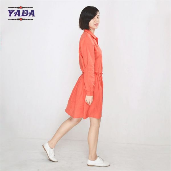 Women long sleeve cotton and linen summer casual slim 2018 fashion women dress i ladies dresses with low price