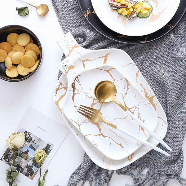 Marble Fission White Porcelain Dinnerware Sets For Restaurant Home Hotel