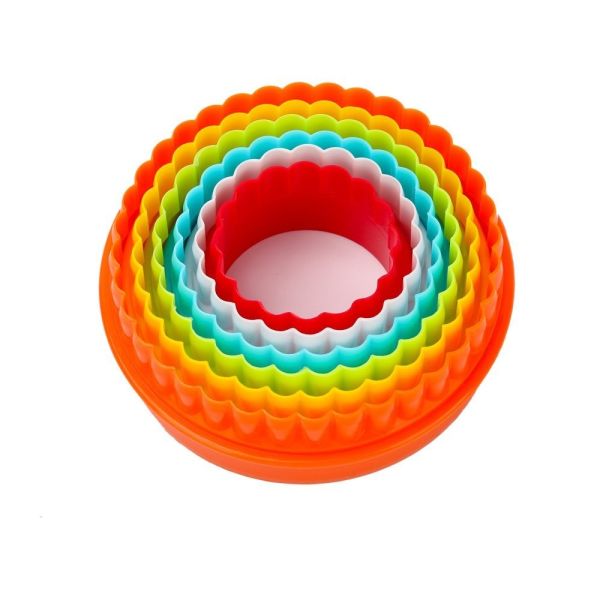 Round Cookie Cutter Set Multi-size Fondant Cutter Two-sided Biscuit Fruit Cutter Multi-color Plastic Durable Sandwich