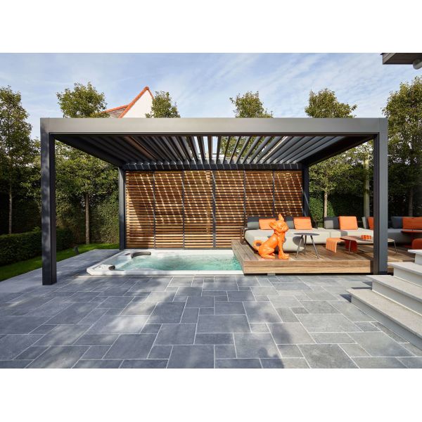 Black Modern Aluminum Pergola 16X12 Pool Cedar Waterproof Outdoor Bioclima Connecteur