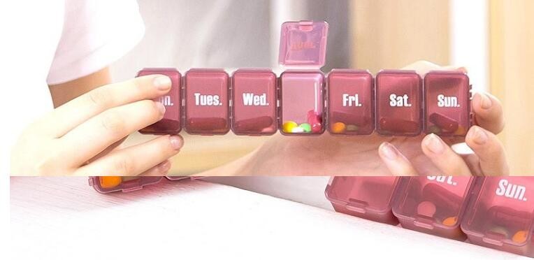 28 compartment column shape plastic pill storage box with pill crush box, Conventional eco-friendly 4 grids plastic trav