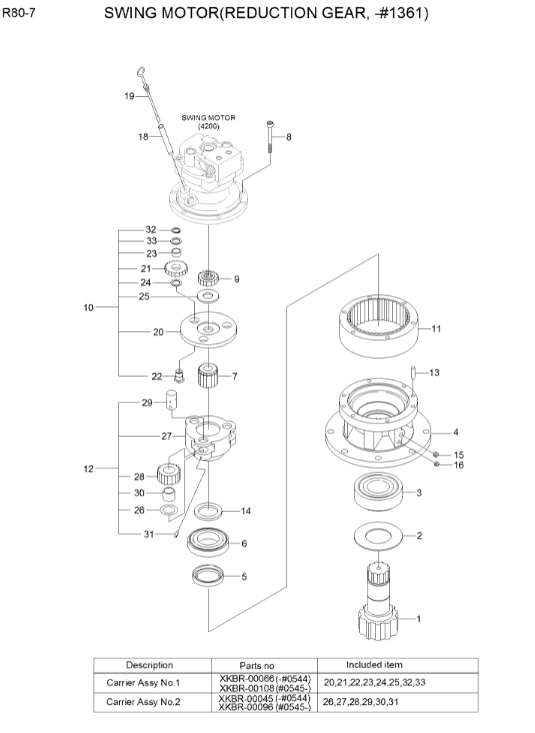 R80-7 R80-7A Excavator Swing Gearbox R80 Swing Reducer 31N1-10140