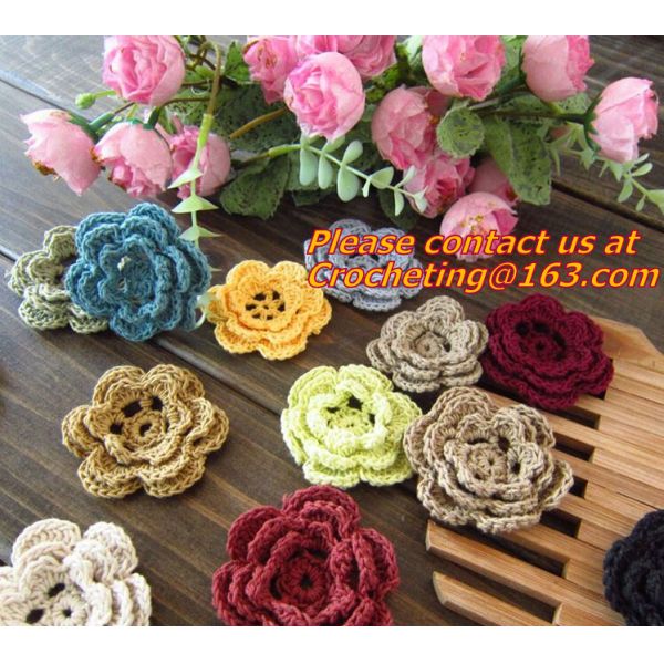 Fresh water handmade hook needle crochet diy accessories three-dimensional flower leaves 1
