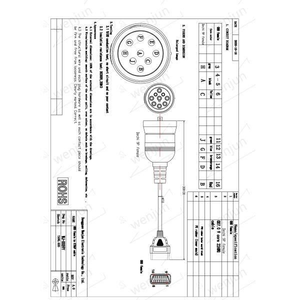Female PA66 OBD Port Extender , Multipurpose OBD2 Extension Lead