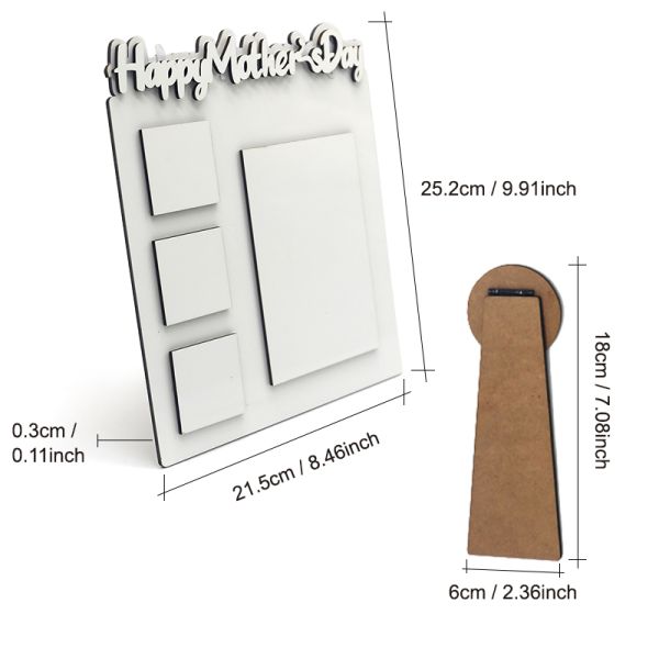 Printable Eco-Friendly MDF Sublimation Photo Frame With Stand For Mothers Day And Fathers Day Gift