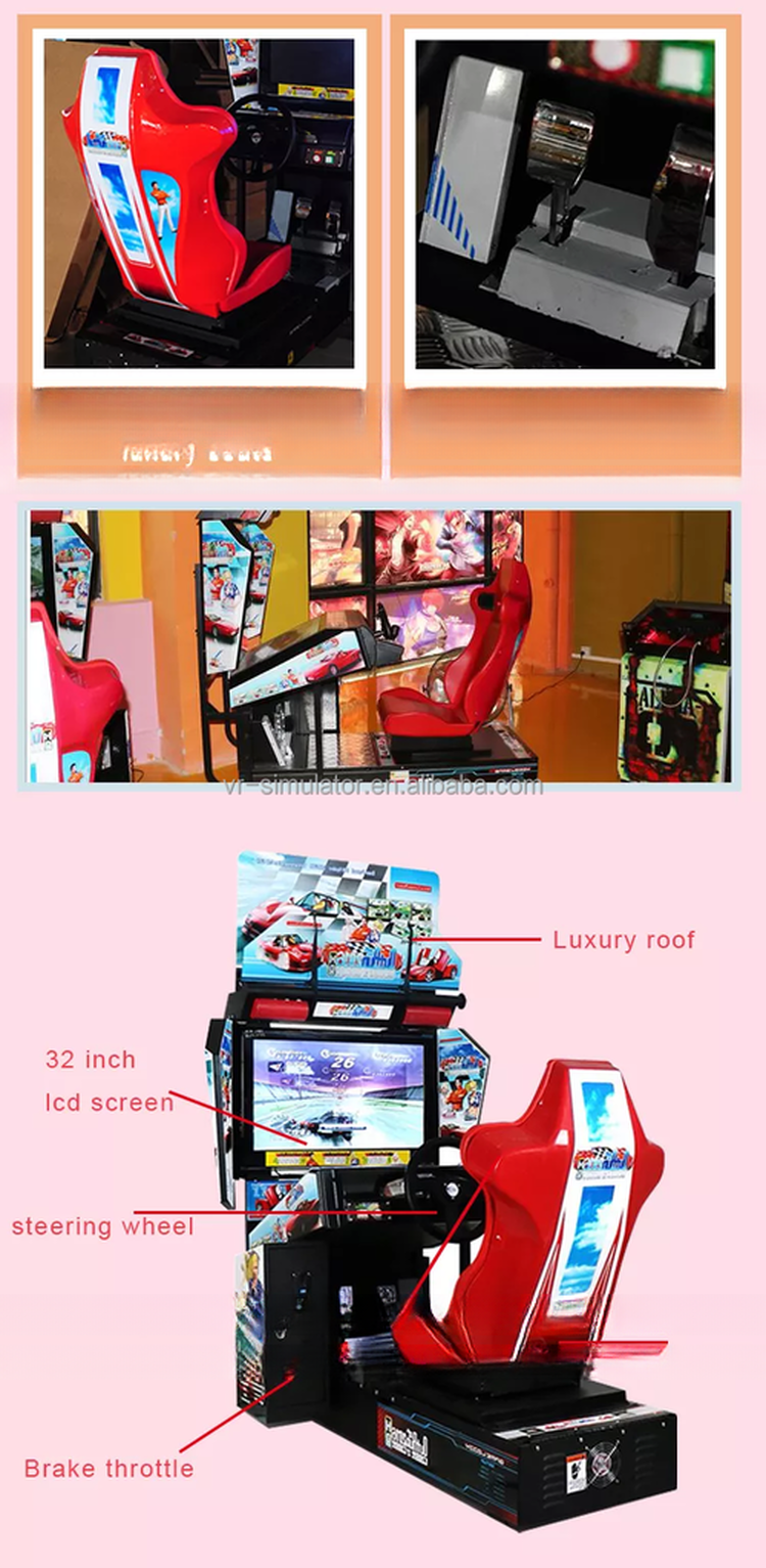 3D 32 Inch Outrun Arcade Machine Electronic Car Driving Arcade Game Enjoyable