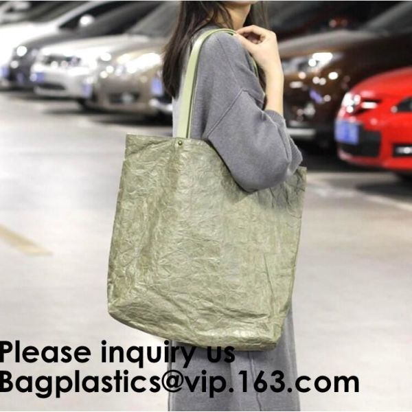 DuPont Paper Bags Shopping Bag,Custom LOGO Tyvek Washable Tearproof Paper Tote Shopping Bag, Bagease, Bagplastics, Pak