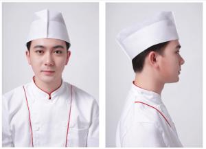 China White Breathable Kitchen Chef Hat Single Use , Non Woven Paper Food Service Hats  on sale