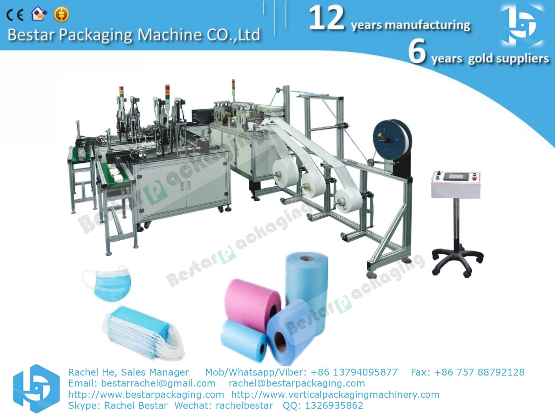 Chinese factory mask machin, earloop surgical mask machine, 1 to 2 plane